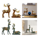 Maxbell 2 Pieces Reindeer Figurine Resin Craft Deer Statue for Cabinet Bedroom Decor Brown