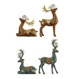 Maxbell 2 Pieces Reindeer Figurine Resin Craft Deer Statue for Cabinet Bedroom Decor Brown