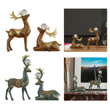 Maxbell 2 Pieces Reindeer Figurine Resin Craft Deer Statue for Cabinet Bedroom Decor Brown