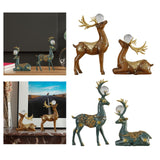 Maxbell 2 Pieces Reindeer Figurine Resin Craft Deer Statue for Cabinet Bedroom Decor Brown