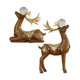 Maxbell 2 Pieces Reindeer Figurine Resin Craft Deer Statue for Cabinet Bedroom Decor Brown