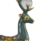 Maxbell 2 Pieces Reindeer Figurine Resin Craft Deer Statue for Cabinet Bedroom Decor Green