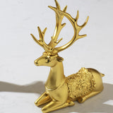 Maxbell 2Pcs Reindeer Figurines Animal Ornament Deer Statues for Bookcase Decoration Aureate