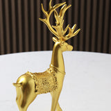 Maxbell 2Pcs Reindeer Figurines Animal Ornament Deer Statues for Bookcase Decoration Aureate