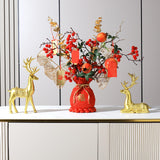 Maxbell 2Pcs Reindeer Figurines Animal Ornament Deer Statues for Bookcase Decoration Aureate