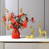 Maxbell 2Pcs Reindeer Figurines Animal Ornament Deer Statues for Bookcase Decoration Aureate