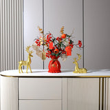 Maxbell 2Pcs Reindeer Figurines Animal Ornament Deer Statues for Bookcase Decoration Aureate