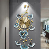 Maxbell European Wall Hanging Clocks Ginkgo Leaf for Restaurant Dining Room Home 37cmx82cm