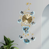 Maxbell European Wall Hanging Clocks Ginkgo Leaf for Restaurant Dining Room Home 37cmx82cm