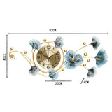 Maxbell European Wall Hanging Clocks Ginkgo Leaf for Restaurant Dining Room Home 82cmx37cm