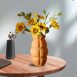 Maxbell Vase Flower Pot Flower Container Sculpture for Office Bedroom Decoration Orange