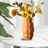 Maxbell Vase Flower Pot Flower Container Sculpture for Office Bedroom Decoration Orange