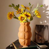 Maxbell Vase Flower Pot Flower Container Sculpture for Office Bedroom Decoration Orange