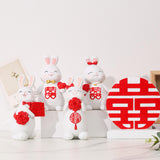 Maxbell Creative Rabbit Statue Resin Bunny Figurine Wedding Gift Shelf Decor StyleA