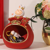 Maxbell Rabbit Resin Statue Figurine Sculptures Jewelry Candy Bedroom Storage Box