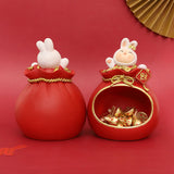 Maxbell Rabbit Resin Statue Figurine Sculptures Jewelry Candy Bedroom Storage Box