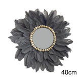 Maxbell Wall Art Decor Hanging Feathers Pendant Charm for Dining Room Habitacion Mirror Grey