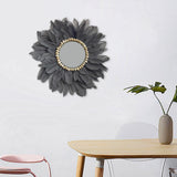 Maxbell Wall Art Decor Hanging Feathers Pendant Charm for Dining Room Habitacion Mirror Grey