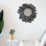 Maxbell Wall Art Decor Hanging Feathers Pendant Charm for Dining Room Habitacion Mirror Grey