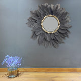 Maxbell Wall Art Decor Hanging Feathers Pendant Charm for Dining Room Habitacion Mirror Grey