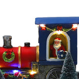 Maxbell Santa Claus Driving Train Figurine LED Light Christmas Decoration for Gift