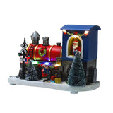 Maxbell Santa Claus Driving Train Figurine LED Light Christmas Decoration for Gift