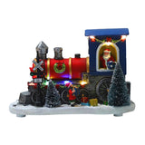 Maxbell Santa Claus Driving Train Figurine LED Light Christmas Decoration for Gift