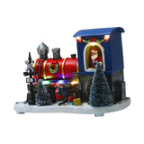 Maxbell Santa Claus Driving Train Figurine LED Light Christmas Decoration for Gift