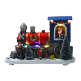 Maxbell Santa Claus Driving Train Figurine LED Light Christmas Decoration for Gift