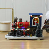 Maxbell Santa Claus Driving Train Figurine LED Light Christmas Decoration for Gift