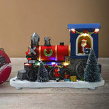 Maxbell Santa Claus Driving Train Figurine LED Light Christmas Decoration for Gift