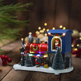 Maxbell Santa Claus Driving Train Figurine LED Light Christmas Decoration for Gift