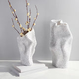 Maxbell Abstract Desktop Vase Pen Holder Flowerpot for Garden Indoor Living Room 15cmx12cmx31cm White