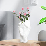 Maxbell Abstract Desktop Vase Pen Holder Flowerpot for Garden Indoor Living Room 15cmx12cmx31cm White
