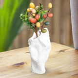 Maxbell Abstract Desktop Vase Pen Holder Flowerpot for Garden Indoor Living Room 15cmx12cmx31cm White