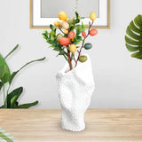Maxbell Abstract Desktop Vase Pen Holder Flowerpot for Garden Indoor Living Room 15cmx12cmx31cm White