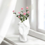 Maxbell Abstract Desktop Vase Pen Holder Flowerpot for Garden Indoor Living Room 15cmx12cmx31cm White