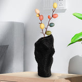 Maxbell Abstract Desktop Vase Pen Holder Flowerpot for Garden Indoor Living Room 15cmx12cmx31cm Black