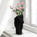 Maxbell Abstract Desktop Vase Pen Holder Flowerpot for Garden Indoor Living Room 15cmx12cmx31cm Black