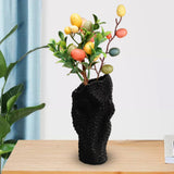 Maxbell Abstract Desktop Vase Pen Holder Flowerpot for Garden Indoor Living Room 15cmx12cmx31cm Black