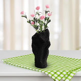 Maxbell Abstract Desktop Vase Pen Holder Flowerpot for Garden Indoor Living Room 15cmx12cmx31cm Black