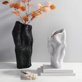 Maxbell Abstract Desktop Vase Pen Holder Flowerpot for Garden Indoor Living Room 22cmx17cmx42cm Black