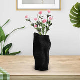 Maxbell Abstract Desktop Vase Pen Holder Flowerpot for Garden Indoor Living Room 22cmx17cmx42cm Black