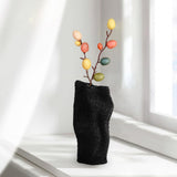 Maxbell Abstract Desktop Vase Pen Holder Flowerpot for Garden Indoor Living Room 22cmx17cmx42cm Black