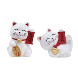 Maxbell Lucky Cat Figurine Car Dashboard Ornament Figure Collection for Table With Bell