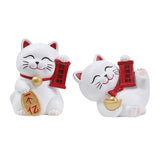 Maxbell Lucky Cat Figurine Car Dashboard Ornament Figure Collection for Table With Bell
