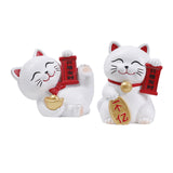 Maxbell Lucky Cat Figurine Car Dashboard Ornament Figure Collection for Table With Bell