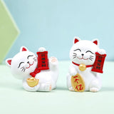Maxbell Lucky Cat Figurine Car Dashboard Ornament Figure Collection for Table With Bell