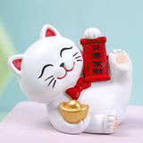 Maxbell Lucky Cat Figurine Car Dashboard Ornament Figure Collection for Table With Bow Tie