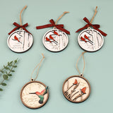 Maxbell Cute Christmas Wooden Pendant Xmas Decoration DIY Oranement Xmas Gift three birds